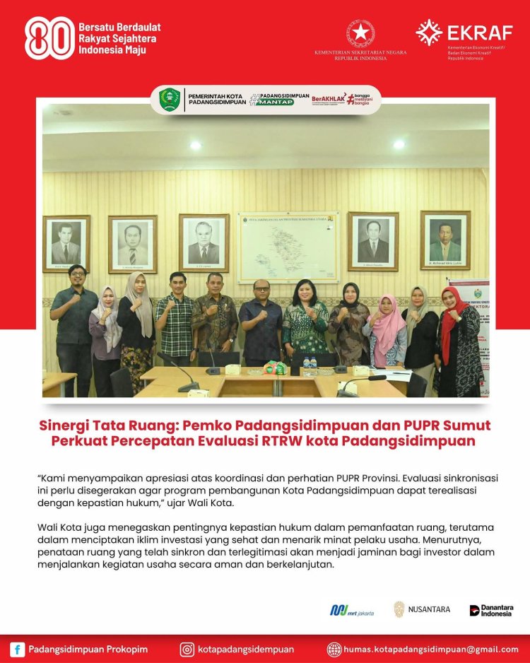 Sinergi Tata Ruang: Pemko Padangsidimpuan dan PUPR Sumut Perkuat Percepatan Evaluasi RTRW kota Padangsidimpuan
